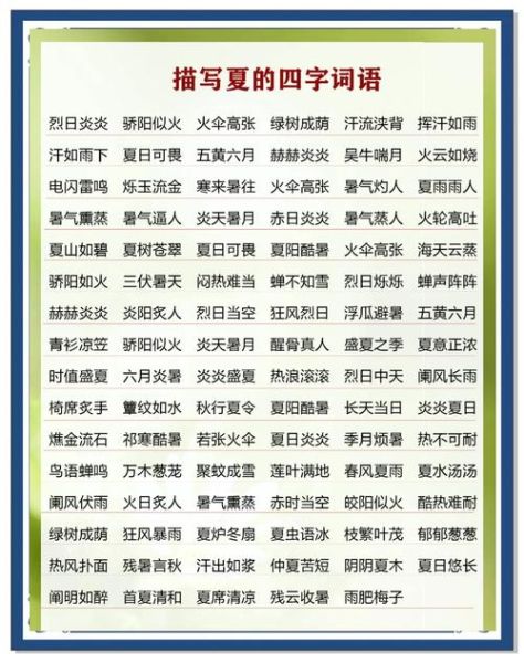 夏风的词语有哪些_四字词语大全