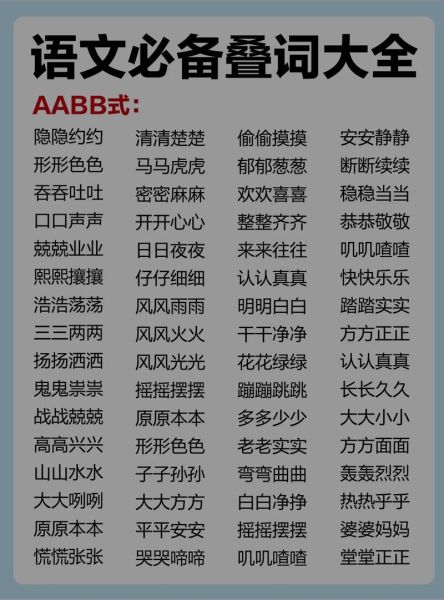 什么是AABB词语_AABB词语有哪些常见例子