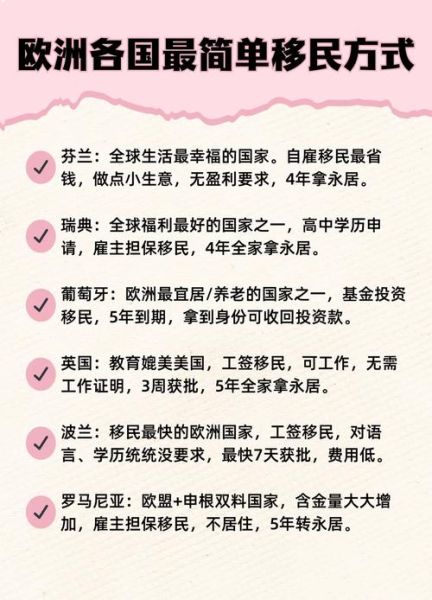 欧洲最容易移民的国家有哪些_如何快速拿到居留