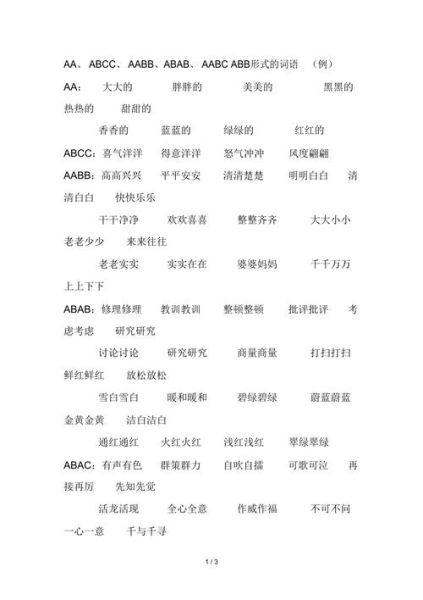 aa bb格式词语有哪些_怎么快速记忆