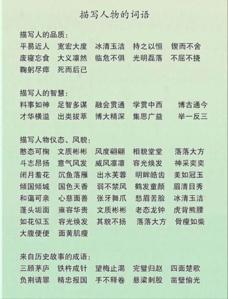 描写人物词语搭配有哪些_如何写活人物