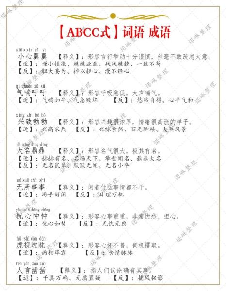 abcc形式的词语有哪些_如何快速记忆abcc词语