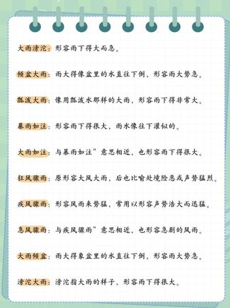 下雨的词语有哪些_描写下雨的词语怎么写