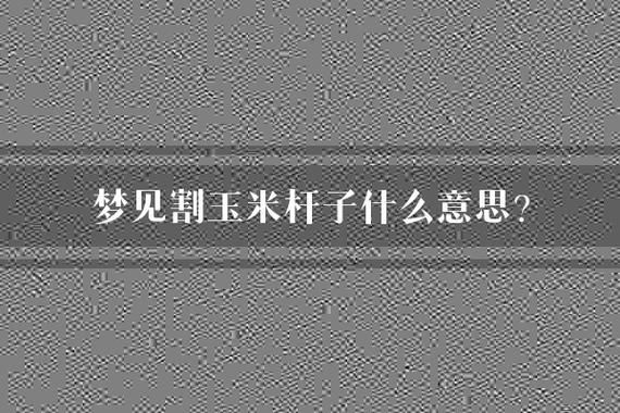 梦到玉米杆是什么意思_梦见玉米杆预示什么
